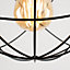 ValueLights Retro Style Matt Black Metal Basket Cage Ceiling Pendant Light Shade