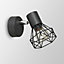 ValueLights Retro Style Metal Basket Cage Wall Light Fitting In Pewter Grey Finish