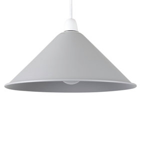ValueLights Retro Style Metal Ceiling Pendant Light Shade In Gloss Grey Finish