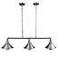 ValueLights Retro Style Pewter Brass And Copper Metal 3 Way Over Table Ceiling Light Fitting