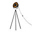 ValueLights Retro Tripod Style Floor Lamp In Black Metal Finish With Gold Interior Shade