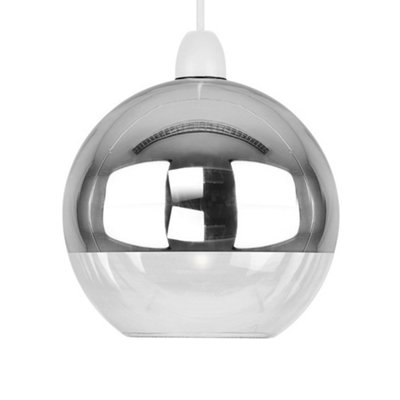 ValueLights Retro Two Tone Chrome And Clear Glass Ball Ceiling Pendant Light Shade