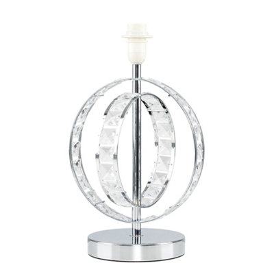 ValueLights Rothwell Modern Chrome Acrylic Jewel Intertwined Double Hoop Design Table Lamp Base