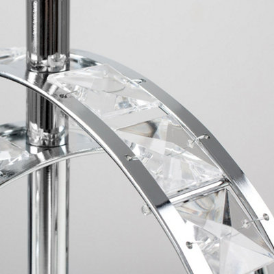 ValueLights Rothwell Modern Chrome Acrylic Jewel Intertwined Double Hoop Design Table Lamp Base