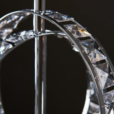 ValueLights Rothwell Modern Chrome Acrylic Jewel Intertwined Double Hoop Design Table Lamp Base