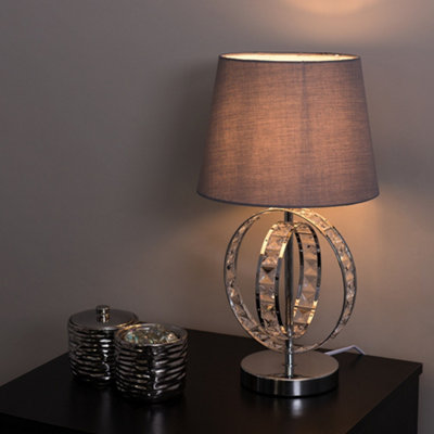 ValueLights Rothwell Modern Chrome Acrylic Jewel Intertwined Double Hoop Design Table Lamp Base