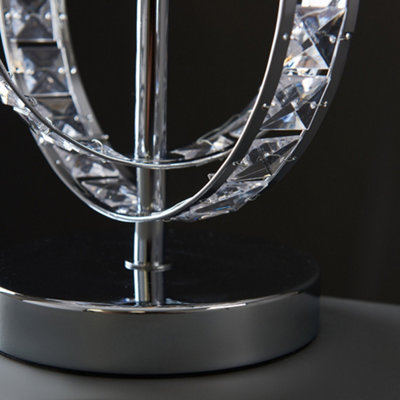 ValueLights Rothwell Modern Chrome Acrylic Jewel Intertwined Double Hoop Design Table Lamp Base