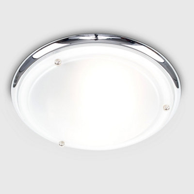 ValueLights Round Chrome Opal Glass Diffuser IP44 Rated Bathroom Flush ...
