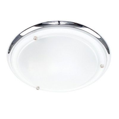 ValueLights Round Chrome Opal Glass Diffuser IP44 Rated Bathroom Flush ...