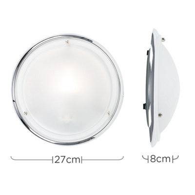 ValueLights Round Chrome Opal Glass Diffuser IP44 Rated Bathroom Flush ...