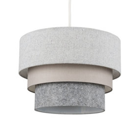 ValueLights Round Modern 3 Tier Fabric Ceiling Pendant Lamp Light Shade in Herringbone- Includes 10w LED Bulb