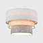 ValueLights Round Modern 3 Tier Fabric Ceiling Pendant Lamp Light Shade in Herringbone- Includes 10w LED Bulb
