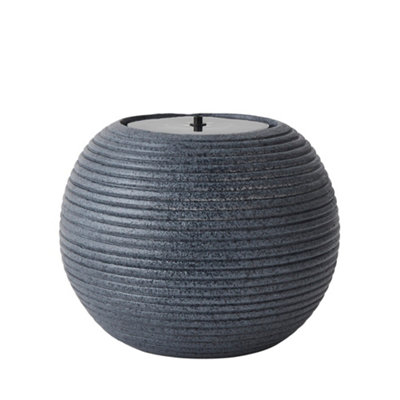 ValueLights Round Ribbed Solar Powered Outdoor Cascading Water Fountain Feature Garden Light