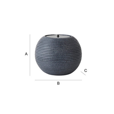 ValueLights Round Ribbed Solar Powered Outdoor Cascading Water Fountain Feature Garden Light