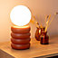 ValueLights Rust Stacked Ceramic Bedside Table Lamp with a Globe Glass Lampshade - Bulb Included