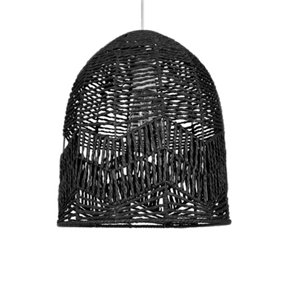 ValueLights Rustic Black Woven Rope Bird Cage Ceiling Pendant Light Shade