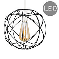 ValueLights Rutherford Black Ceiling Pendant Shade and B22 Pear LED 4W Warm White 2700K Bulb