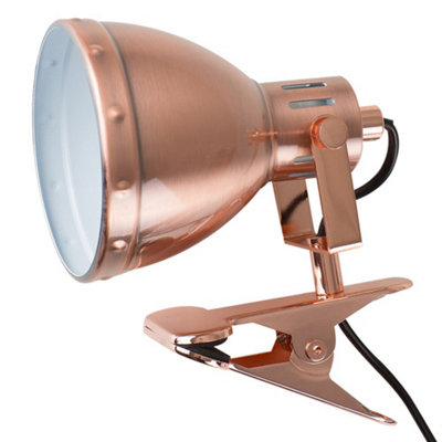 ValueLights Satin Copper Metal Domed Adjustable Single Clip On Desk Table Lamp Spotlight