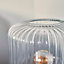 ValueLights Satin Gold Base Bedside Table Lamp With Clear Glass Textured Light Shade