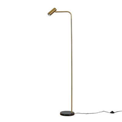 ValueLights Selbourne Modern Gold GU10 Angled Floor Lamp with Black Marble Base