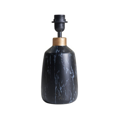 ValueLights Selma Modern Copper Caped Black Marble Effect Table Lamp Base