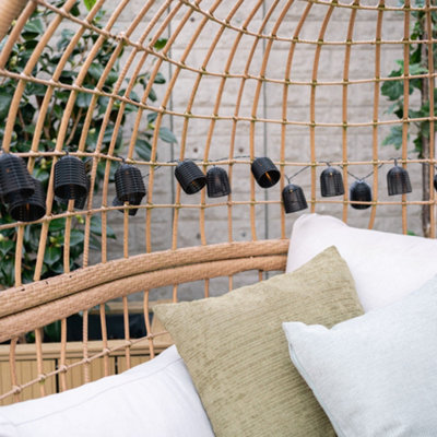 ValueLights Set of 20 Black Rattan Lobster Pot Lantern Outdoor Garden Solar String Lights
