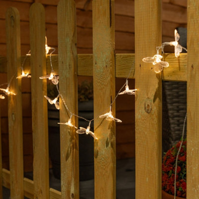 ValueLights Set of 20 Clear Butterfly Outdoor Garden Solar String Lights