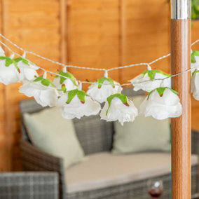 ValueLights Set of 20 White Floral  Outdoor Garden Solar String Lights