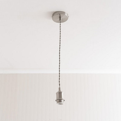 ValueLights Shaw Brushed Chrome Adjustable Single Pendant Ceiling Light