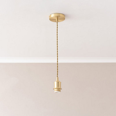 ValueLights Shaw Brushed Gold Adjustable Single Pendant Ceiling Light
