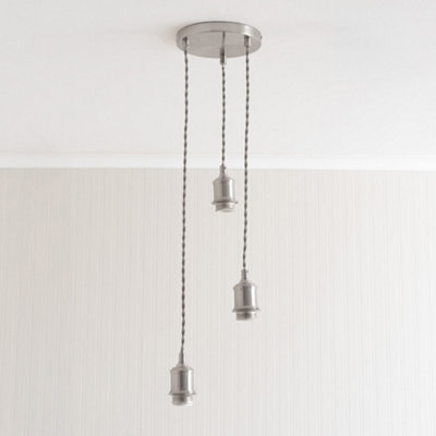 ValueLights Shaw Cluster Drop 3 Way Brushed Chrome Adjustable Pendant Ceiling Light