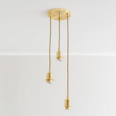 ValueLights Shaw Cluster Drop 3 Way Brushed Gold Adjustable Pendant Ceiling Light