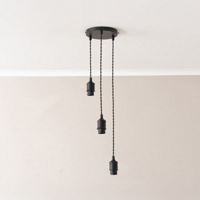 ValueLights Shaw Cluster Drop 3 Way Matte Black Adjustable Pendant Ceiling Light