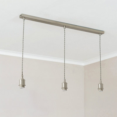 ValueLights Shaw Diner Bar 3 Drop Brushed Chrome Adjustable Pendant Ceiling Light