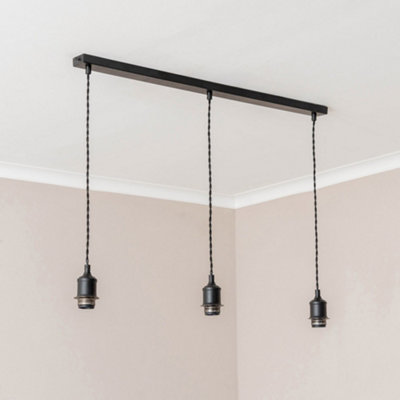 ValueLights Shaw Diner Bar 3 Drop Matte Black Adjustable Pendant Ceiling Light