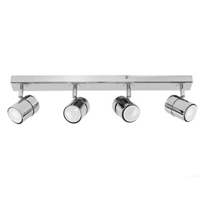 ValueLights Silver Ceiling Bar Spotlight and GU10 Spotlight LED 5W Cool White 6500K Bulbs