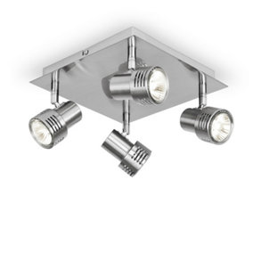 ValueLights Silver Ceiling Bar Spotlight and GU10 Spotlight LED 5W Warm White 3000K Bulbs