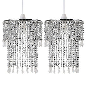 ValueLights Silver Ceiling Pendant Droplets Shade and B22 GLS LED 10W Warm White 3000K Bulb