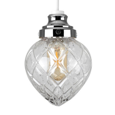 ValueLights Silver Chrome Modern Decorative Crystal Effect Glass Ceiling Pendant Light Shade