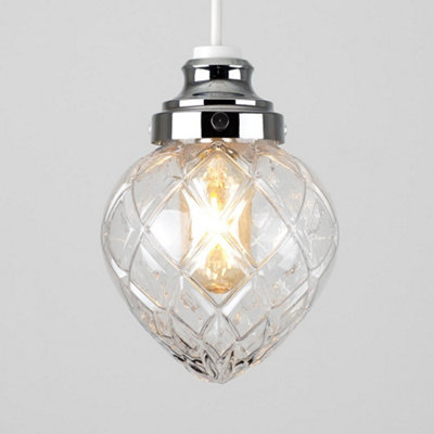 ValueLights Silver Chrome Modern Decorative Crystal Effect Glass Ceiling Pendant Light Shade