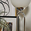 ValueLights Silver Polished Chrome Arched Stem Bedside Table Desk Lamp With White Glass Shade