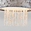ValueLights Silver Velvet Cylinder Ceiling Pendant Light Shade With Clear Acrylic Droplets