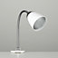 ValueLights Single Gloss White And Chrome Clamp Clip On LED Desk Spotlight Table Light