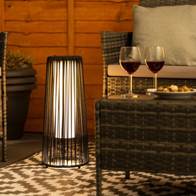 Black rattan solar lights new arrivals