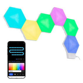 ValueLights Smart RGBIC Hexagon Kit, DIY Customizable Shape LED Colour Changing Wall Panel Lights with App Control, Set of 6