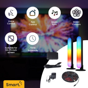 ValueLights Smart RGBIC LED TV Light Bars and Wi-Fi TV Backlight with App Control and Music Sync Home Cinema Gaming Kit
