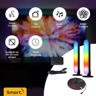 ValueLights Smart RGBIC LED TV Light Bars and Wi-Fi TV Backlight with ...