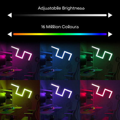 ValueLights Smart RGBIC Light Bars Kit, DIY Customizable Shape LED Colour Changing Wall Panel Lights with App Control, Set of 6