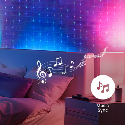ValueLights Smart RGBIC Neon Curtain Lights, DIY Customisable WiFi Colour Changing Backdrop Light with Music Sync and App Control