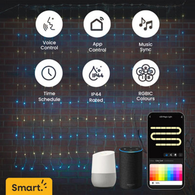ValueLights Smart RGBIC Neon Curtain Lights, DIY Customisable WiFi Colour Changing Backdrop Light with Music Sync and App Control
